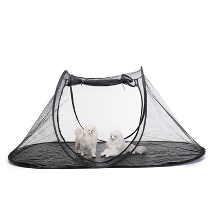 Black Portable Pop-Up Pet Tent - Lightweight Foldable Outdoor Enclosure for Dogs & Cats, Breathable Mesh Travel Kennel