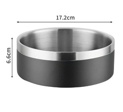 Black and Silver Premium 304 Stainless Steel Pet Bowl (32oz) - Non-Slip, Anti-Tip Food & Water Dish for Dogs & Cats - Durable & Easy Clean
