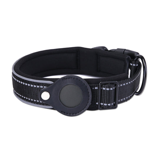 Size S Black Reflective Adjustable Anti-Lost Pet Collar (For Apple AirTag - Collar Only, Tracker Not Included)