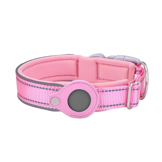 Size L Pink Reflective Adjustable Anti-Lost Pet Collar (For Apple AirTag - Collar Only, Tracker Not Included)