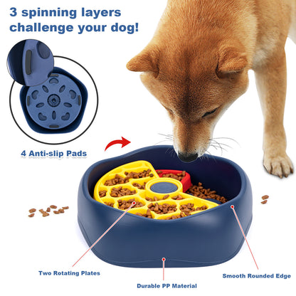 Red,Yellow and Blue Interactive Dog Puzzle Feeder Bowl - Slow Eating & Mental Stimulation Toy for Small Medium Breeds
