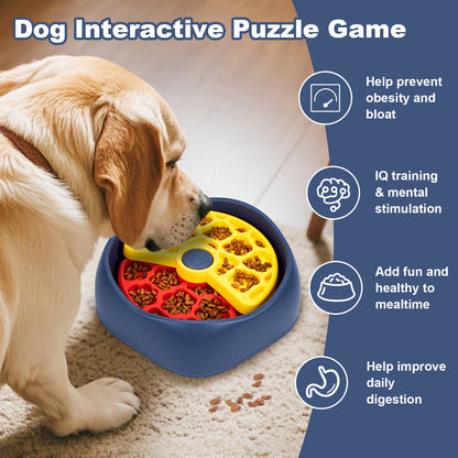 Yellow,Green and Blue Interactive Dog Puzzle Feeder Bowl - Slow Eating & Mental Stimulation Toy for Small Medium Breeds