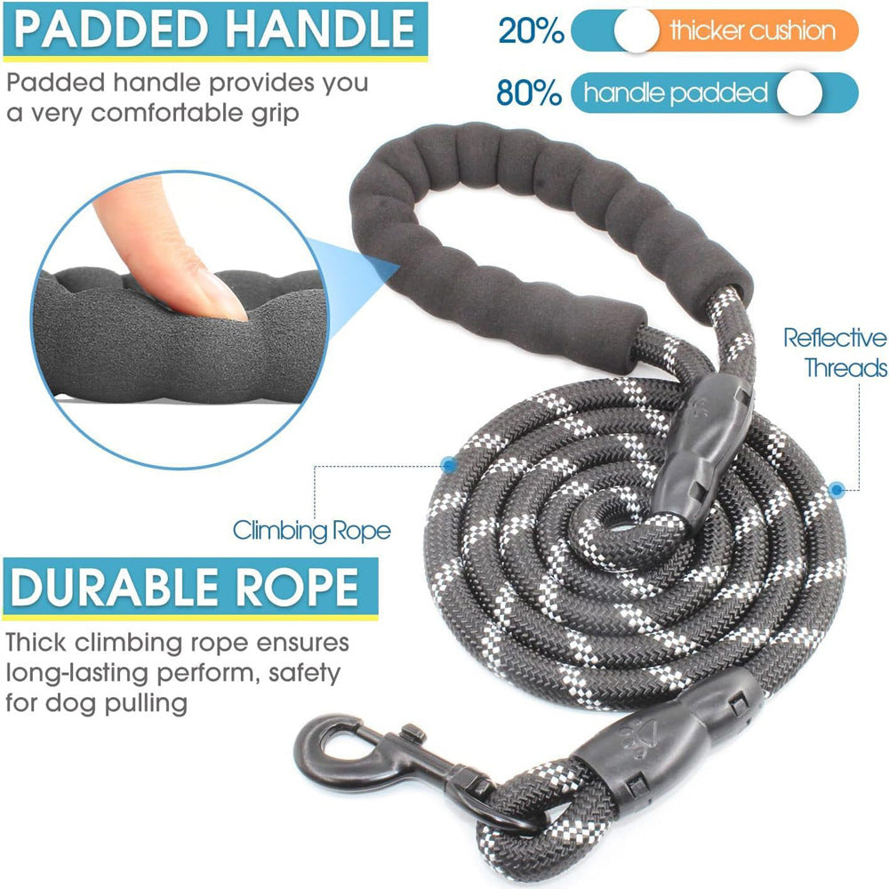 Black 3-in-1 Tangle-Free Dog Leash for 1-3 Dogs - Heavy Duty Bungee Coupler with Reflective Stitching & Padded Handle