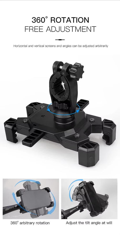 Blue and Black Secure Grip Bike Phone Mount - Adjustable 360 Rotation Bicycle Handlebar Holder, Universal Cradle for MTB & Road Cycling