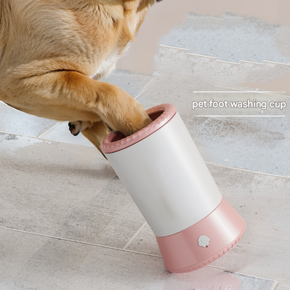 Pink-white Portable Dog Paw Cleaner - Gentle Silicone Pet Foot Washer Cup for Muddy Paws