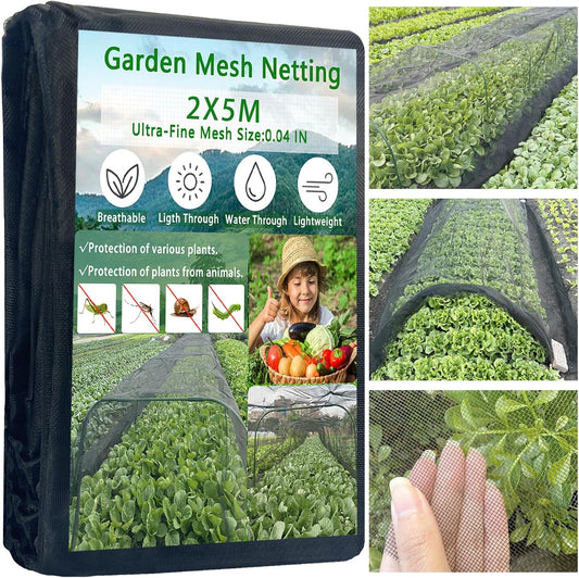Premium Thickened Black Insect & Bird Protection Net - 2x5m for Gardens & Greenhouses