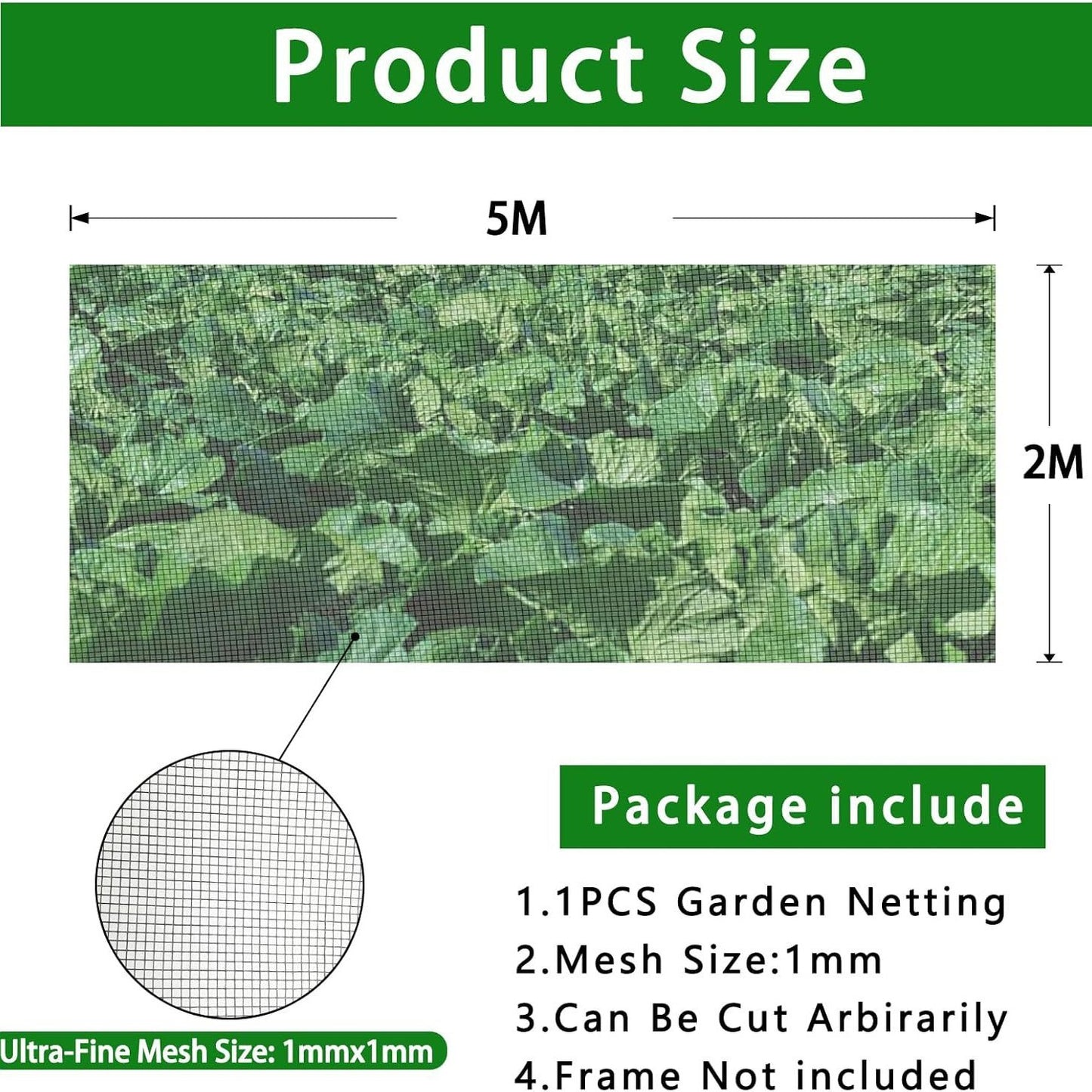 Premium Thickened Black Insect & Bird Protection Net - 2x5m for Gardens & Greenhouses
