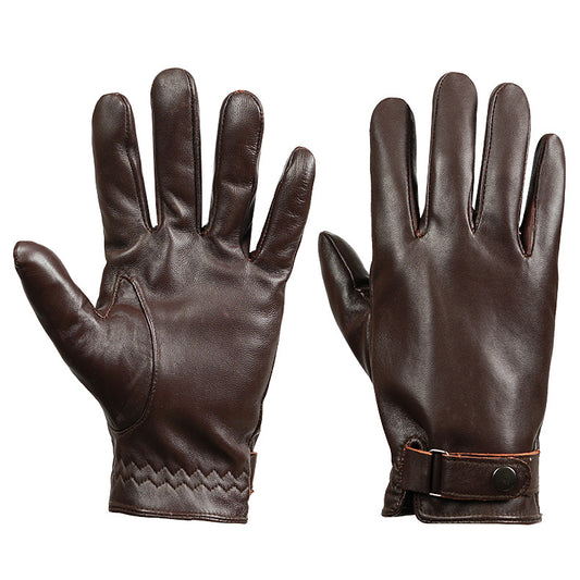 XL Dark Brown Premium Men's Genuine Sheepskin Leather Driving & Cycling Gloves