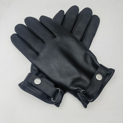 L Black Premium Men's Genuine Sheepskin Leather Driving & Cycling Gloves