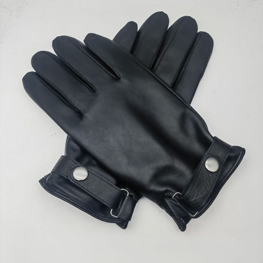 L Black Premium Men's Genuine Sheepskin Leather Driving & Cycling Gloves