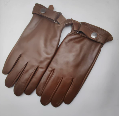 S Brown Premium Men's Genuine Sheepskin Leather Driving & Cycling Gloves