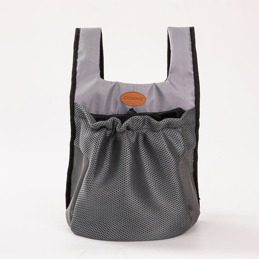 L Grey Hands-Free Pet Carrier Backpack for Small Dogs & Cats - Breathable Chest Pack for Outdoor Travel & Hiking