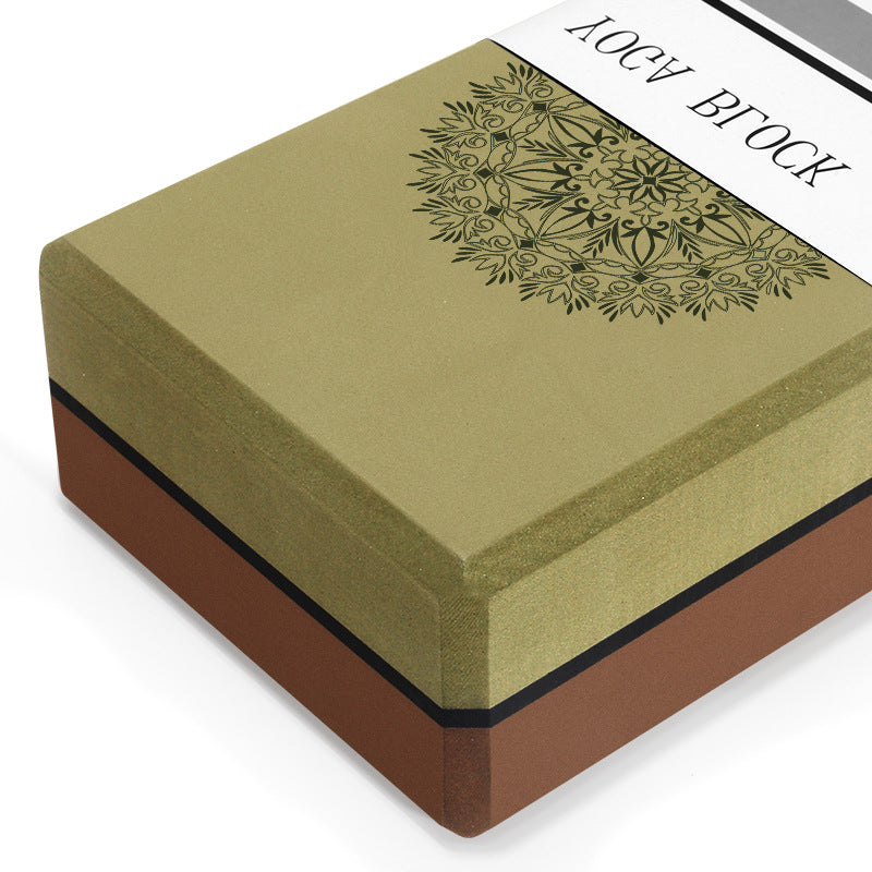 Olive Green/Brown High-Density EVA Foam Yoga Block for Support & Stability - Lightweight Non-Slip Brick for Yoga, Pilates & Stretching