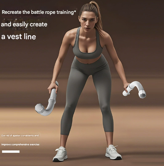 Black Heavy Cordless Battle Rope - Portable Weighted Fitness Rope for Home Gym Strength & Cardio Training