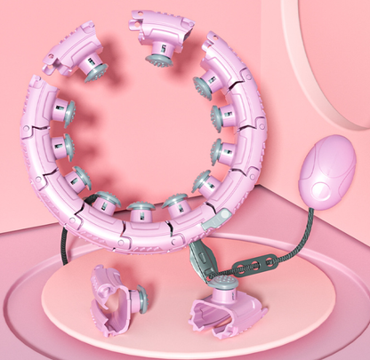 Light pink 19 Sections Adjustable Smart Hula Hoop with Weighted Ball - Never-Fall Fitness Ring with Massage Nodes for Core Training