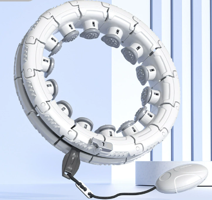 White 21 Sections Adjustable Smart Hula Hoop with Weighted Ball - Never-Fall Fitness Ring with Massage Nodes for Core Training