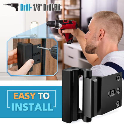 White Heavy-Duty Hotel Style Security Door Lock - Childproof Door Reinforcement Latch for Home Safety