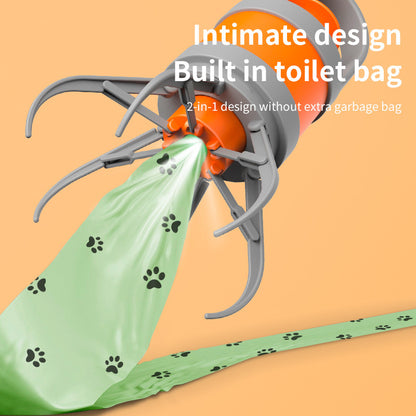 Orange and grey Hygienic Portable Dog Pooper Scooper with Integrated Bag Dispenser - Effortless Pet Waste Cleanup