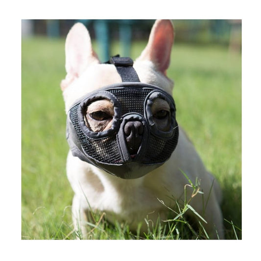 Black Adjustable Breathable Mesh Dog Muzzle for Short-Nosed Breeds(Size L)
