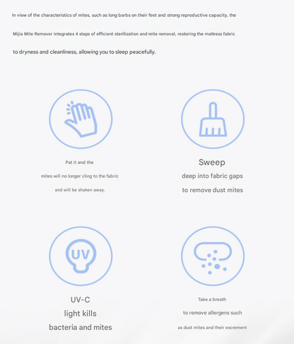 Cordless UV-C Dust Mite Vacuum - Lightweight Handheld Cleaner with HEPA Filtration for Mattresses, Sofas, and Upholstery(7.4V)