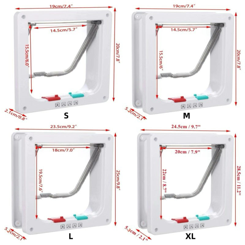 Secure 4-Way Locking Pet Door for Cats & Small Dogs - Easy Access Flap for Doors, Walls & Glass(Size S)