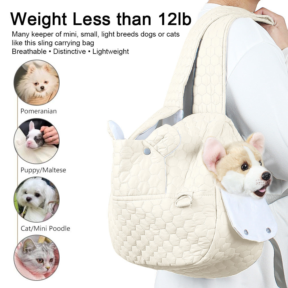 Grey Hands-Free Quilted Pet Carrier Sling - Soft & Comfortable Front Pack for Small Dogs and Cats