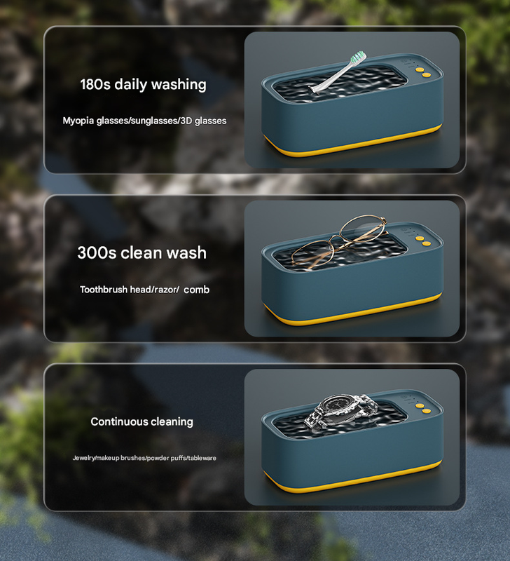 Silver Portable Ultrasonic Cleaner - 45kHz Professional High-Frequency Cleaning Machine for Jewellery, Glasses, Watches, and Makeup Brushes