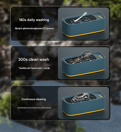 Silver Portable Ultrasonic Cleaner - 45kHz Professional High-Frequency Cleaning Machine for Jewellery, Glasses, Watches, and Makeup Brushes