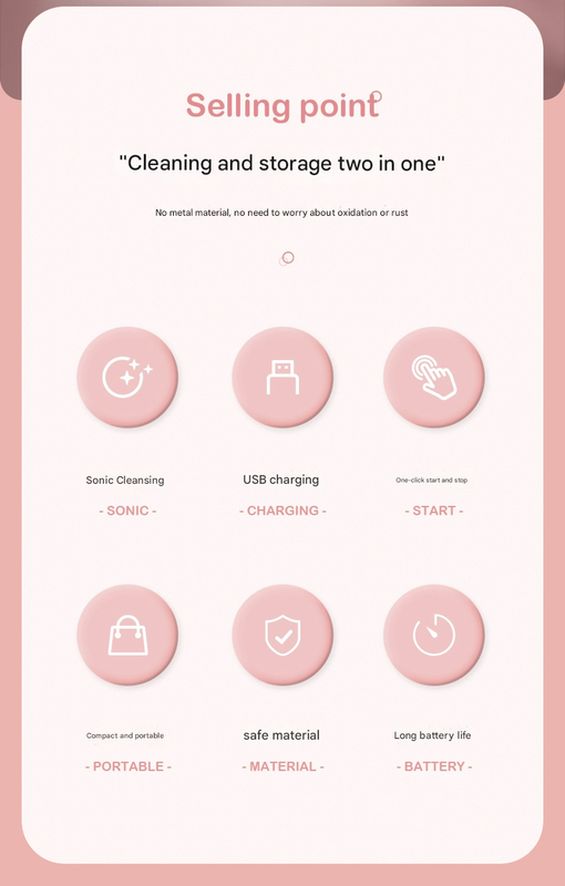 Purple Portable Ultrasonic Contact Lens Cleaner - Automatic Electric Cleaning Case with LED Makeup Mirror, USB Rechargeable for Travel & Home