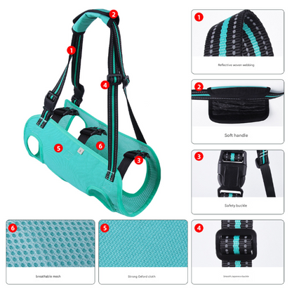 Black Pet Support Harness for Senior and Disabled Dogs - Adjustable Chest and Back Support Leash(Size M)