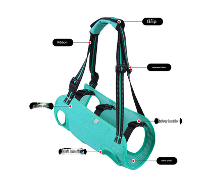 Black Pet Support Harness for Senior and Disabled Dogs - Adjustable Chest and Back Support Leash(Size M)