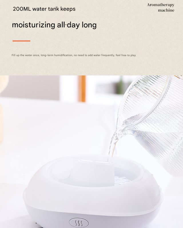 White Mini USB Aromatherapy Diffuser with Flame Projection - Portable Humidifier for Home and Car Use