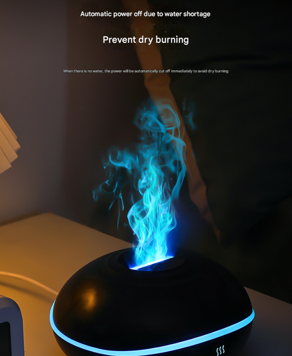 White Mini USB Aromatherapy Diffuser with Flame Projection - Portable Humidifier for Home and Car Use