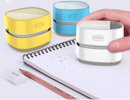 Yellow Rechargeable Cordless Mini Desktop Vacuum - Portable Handheld Cleaner for Desk, Keyboard, Crumb & Dust
