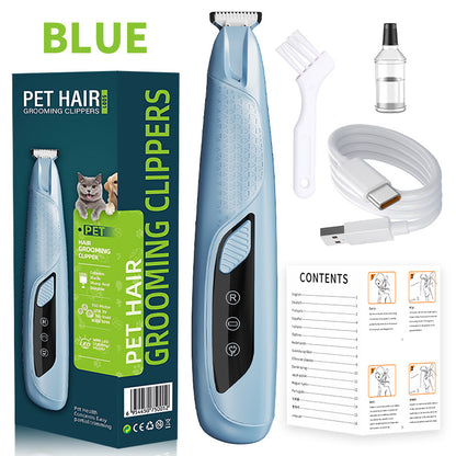 Blue Precision Pet Paw Trimmer - Waterproof & Rechargeable Grooming Clipper for Dog & Cat Paws, Eyes, and Ears
