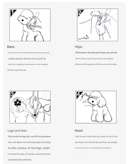 Black Precision Pet Paw Trimmer - Waterproof & Rechargeable Grooming Clipper for Dog & Cat Paws, Eyes, and Ears