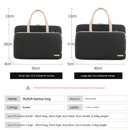 Beige Chic Padded Laptop Bag for 15.6-Inch Notebooks - Versatile Shoulder Briefcase with Trolley Strap