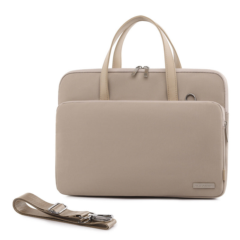 Grey Chic Padded Laptop Bag for 15.6-Inch Notebooks - Versatile Shoulder Briefcase with Trolley Strap