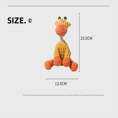 Grey donkey Cuddly Corduroy Squeaky Animal Toy - Interactive Plush Chew for Dogs