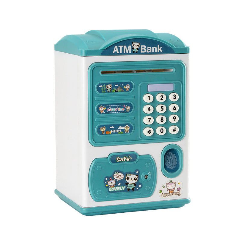 Blue panda Kids Smart ATM Piggy Bank - Automatic Bill Scroll, Password & Fingerprint Unlock with Fun Features