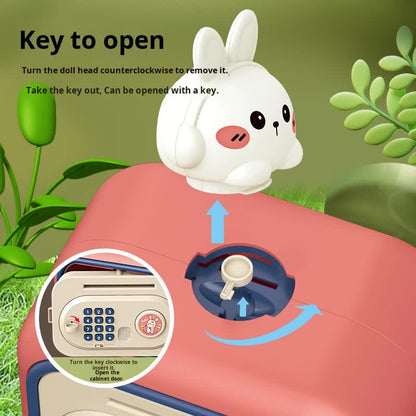 Brown Electronic Piggy Bank Safe for Kids - Automatic Rolling Money Box with PIN & Fingerprint Lock
