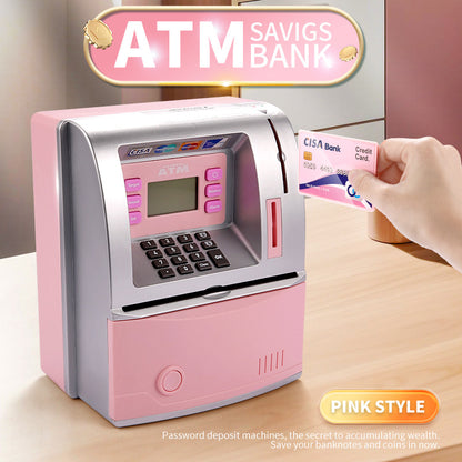 Pink Digital ATM Savings Bank for Kids - Electronic Piggy Bank with PIN & Card for Real Money