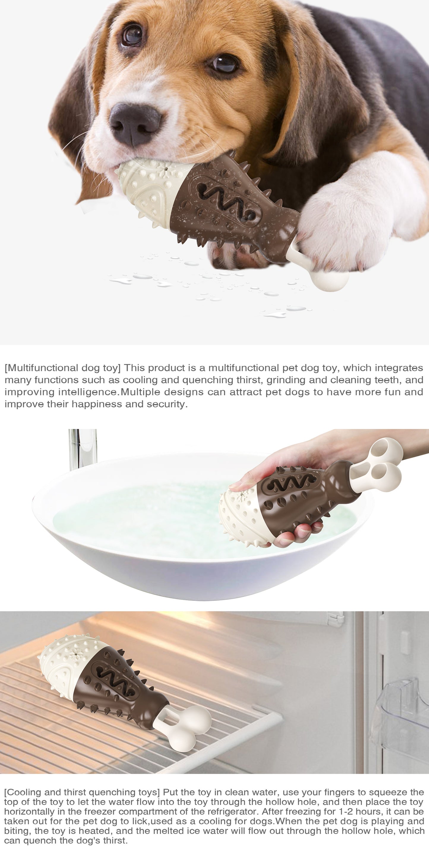 Multifunctional Dog Toy with Cooling, Dental Care & Floating Features(Chocolate color)