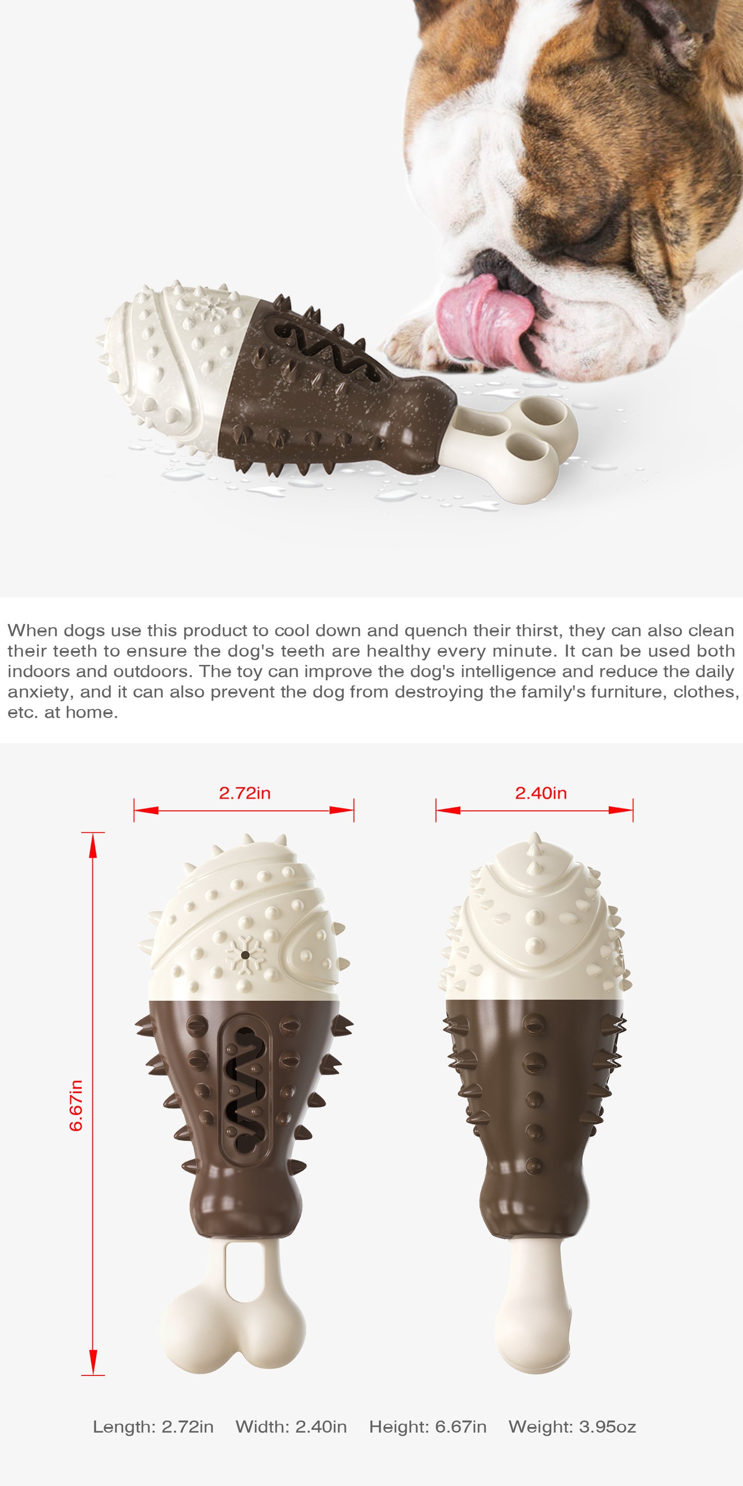 Multifunctional Dog Toy with Cooling, Dental Care & Floating Features(Chocolate color)