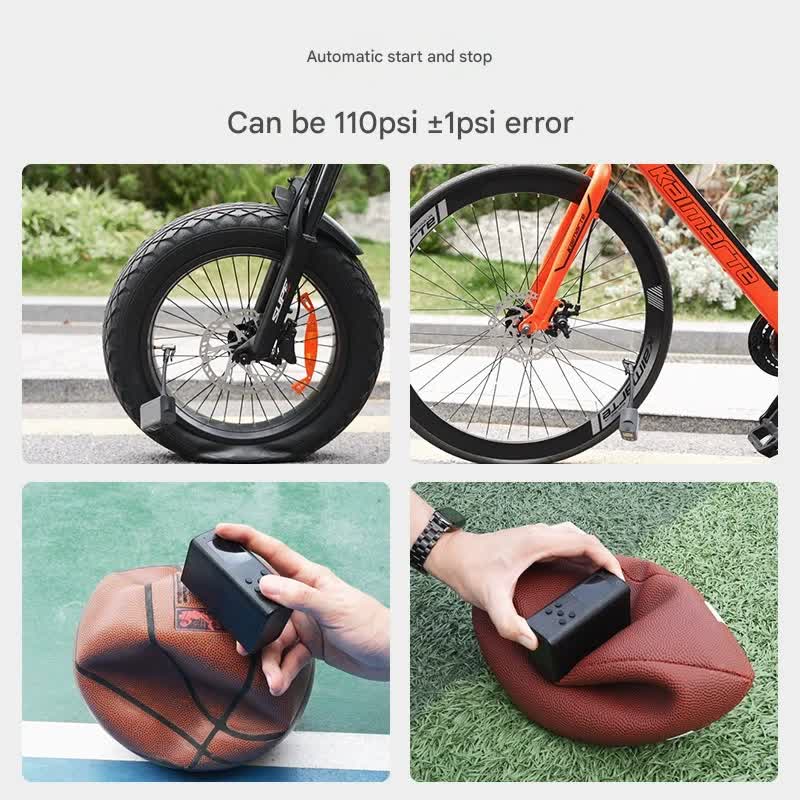 Mini Portable Electric Air Pump - 100 PSI, Digital Display, 50s Fast Inflation, USB Rechargeable(black)