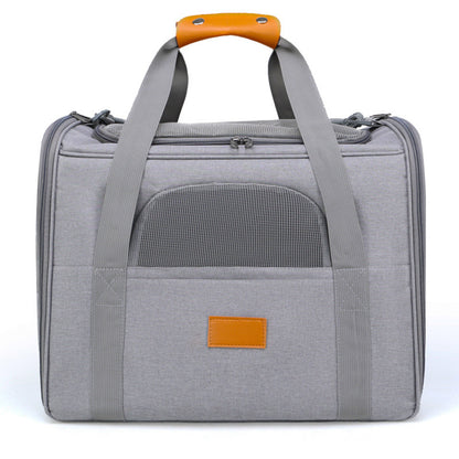 Foldable Soft-Sided Pet Carrier for Travel - Fits Cats & Small Dogs Under 6kg, with Removable Plush Bed & Shoulder Strap(grey)