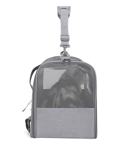 Foldable Soft-Sided Pet Carrier for Travel - Fits Cats & Small Dogs Under 6kg, with Removable Plush Bed & Shoulder Strap(grey)
