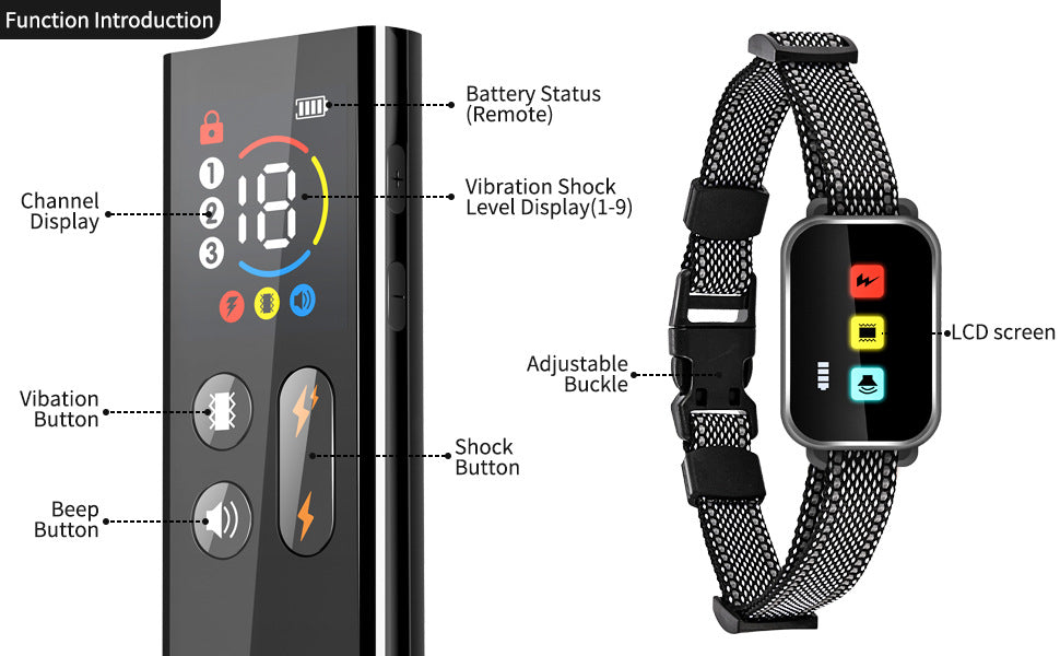 Rechargeable Dog Training Collar with Remote - 2600ft Range, 3 Modes(black)