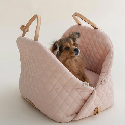 Luxury Quilted 2-in-1 Pet Travel Carrier & Car Booster Seat for Small Dogs(beige)