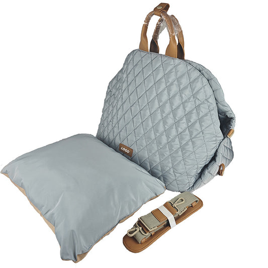 Luxury Quilted 2-in-1 Pet Travel Carrier & Car Booster Seat for Small Dogs(Blue-gray)